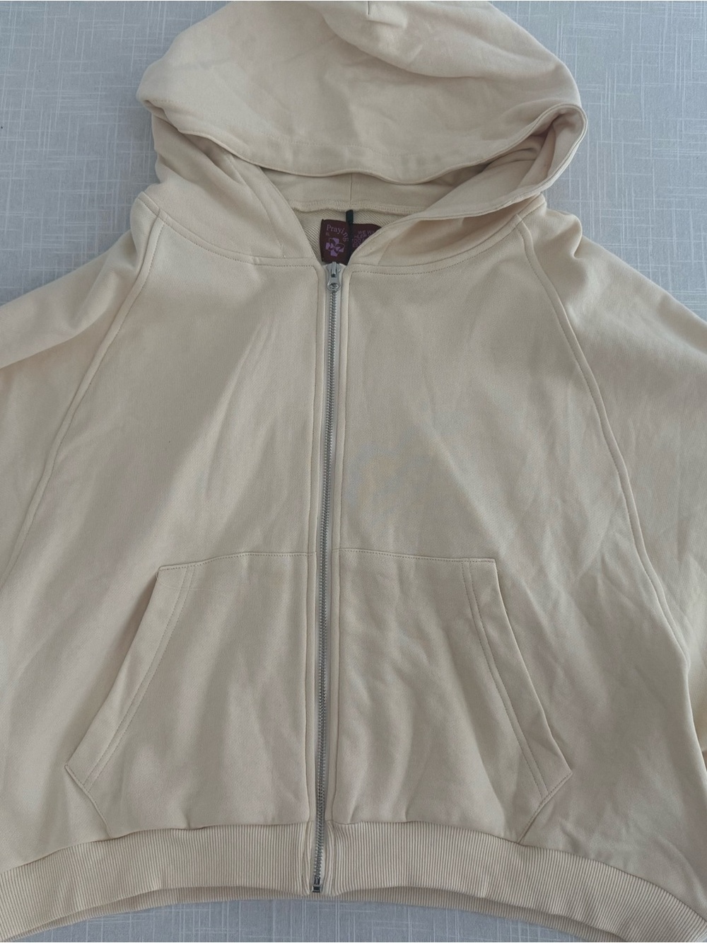 Praying Women's Zip-Up Hoodie in Cream
